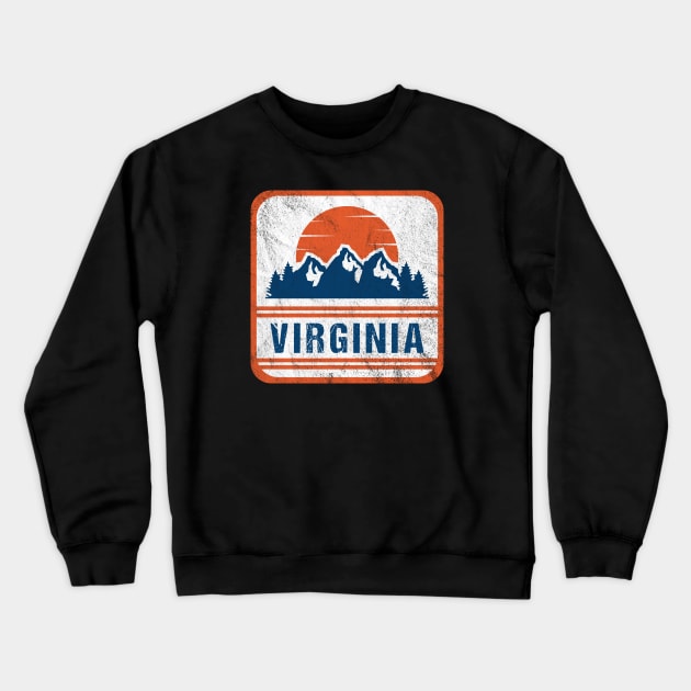 Retro Vintage Virginia USA Mountain Gift for Men Crewneck Sweatshirt by JKFDesigns